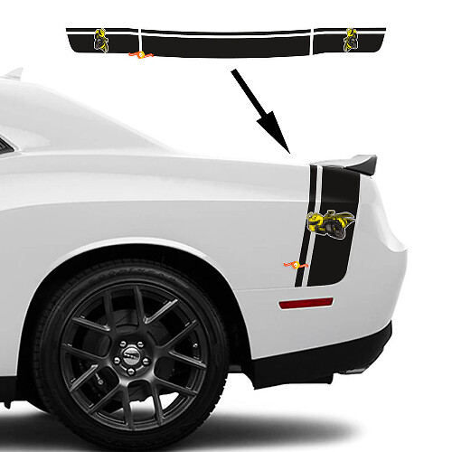 Kit adesivi in vinile con doppie strisce stile Ape da lato letto per Dodge Challenger Charger