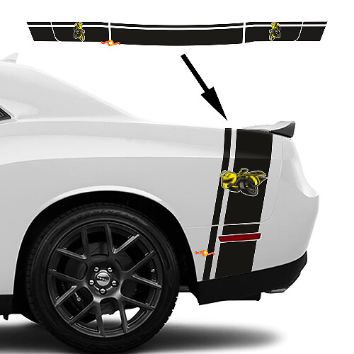Kit di Adesivi in Vinile a Strisce Posteriori Stile Ape per Dodge Challenger o Charger
