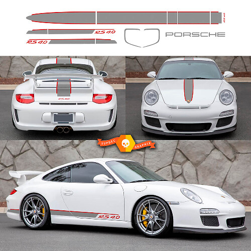Kit Adesivi Vinile Contorno Corse Sopra l'Auto e Strisce Laterali per Porsche 911 GT3 RS 4.0
