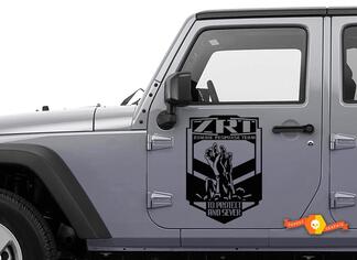 2 Jeep Rubicon Zombie Response Team ZRT porta Wrangler Decal Stic
