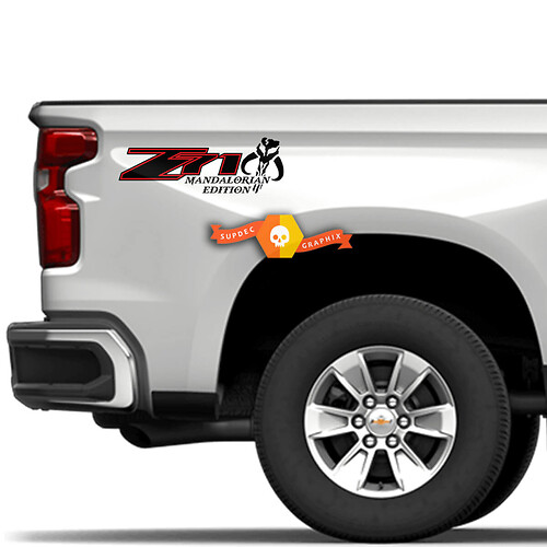 Coppia Z71 Mandalorian Edition Decal Silverado Chevrolet Chevy 4x4 Off-Road Truck Adesivi sul comodino Decalcomanie in vinile Grafica
