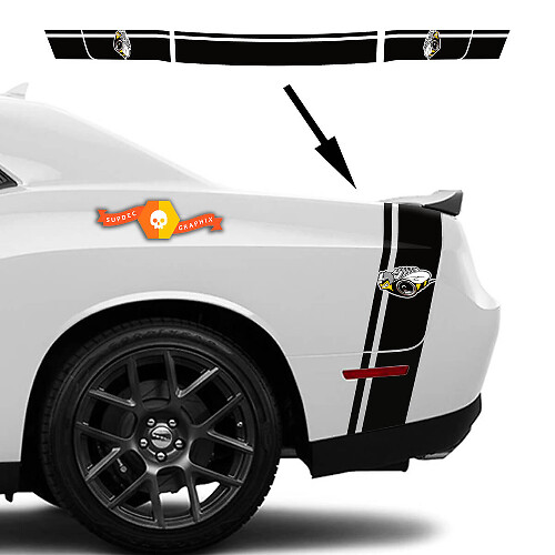 Kit adesivi a strisce posteriori stile Rumble Bee per Dodge Challenger / Charger