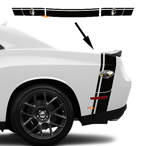 Kit adesivi strisce posteriori stile Rumble Bee per Dodge Challenger / Charger