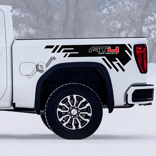 Set di Adesivi in Vinile per Fiancate Letto Off-Road AT4 per GMC Sierra 1500