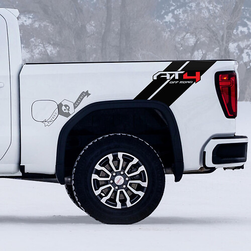Set di decalcomanie laterali posteriori AT4 Off-Road in vinile per GMC Sierra 1500