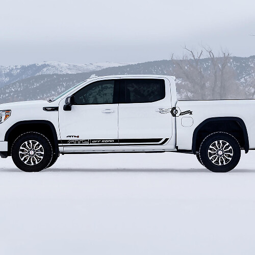 Coppia di strisce sottoporta per porte GMC GM Sierra 1500 AT4 Off-Road Lati Pianale Danneggiato Decalcomanie Adesivi 2