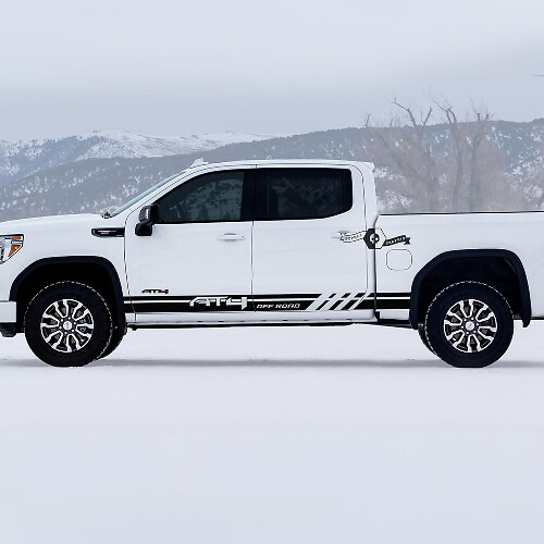 2 Nuove strisce del pannello laterale delle porte GMC GM Sierra 1500 AT4 Off-Road Side Bed Destroyed Decals Stickers
