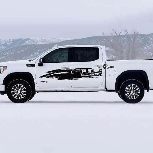 Kit di adesivi laterali in vinile stile fango AT4 per GMC Sierra 1500
