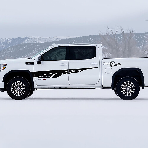 2 Nuovi parafanghi portiere GMC GM Sierra 1500 AT4 Splash Off-Road laterali letto distrutti Decalcomanie Adesivi
