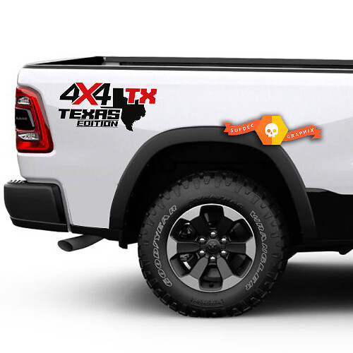Coppia di Adesivi in Vinile per Fiancata Cassone 4x4 TX Texas Edition per Camion
