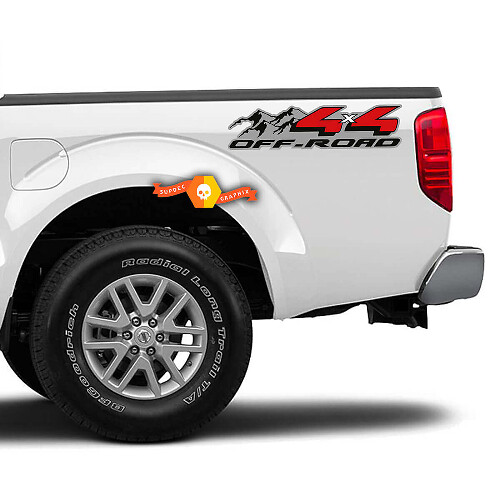Adesivo in Vinile 4X4 Off Road Montagne per Fianco Letto Nissan Frontier
