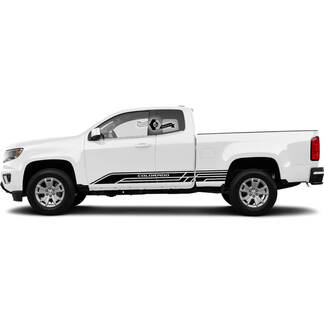 2x Modern Doors Side Bed Stripe Lines Vinile Adesivo Decalcomania Grafica 2022+ 2023+ Chevy Colorado Extended
