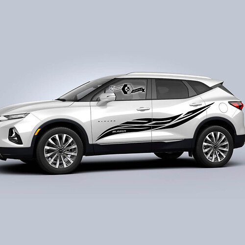 2x decalcomanie grafiche Chevrolet Blazer 2023 per porte, adesivo in vinile con striscia laterale ondulata
