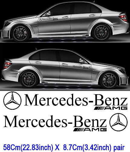 Adesivi in Vinile per Porte Laterali Stile AMG Coppia per Auto Mercedes-Benz