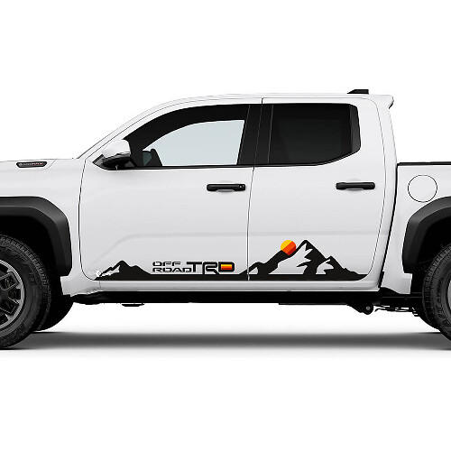 TRD Heritage Sunset Retro Mountains Laterale Pannello di bilanciere adesivi per Toyota Tacoma

