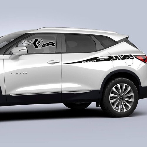 Coppia adesivi in ​​vinile con logo Chevrolet Blazer 2023 per porte laterali laterali
