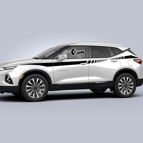 Coppia adesivi decalcomania in vinile per parafango a strisce laterali per porte laterali Chevrolet Blazer 2023

