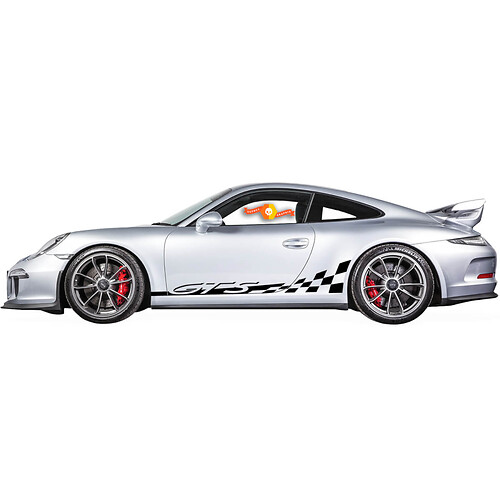 2 adesivi per decalcomanie per kit porte Porsche 911 GT3 RS GTS pannello bilanciere laterale a scacchiera strisce bandiera
