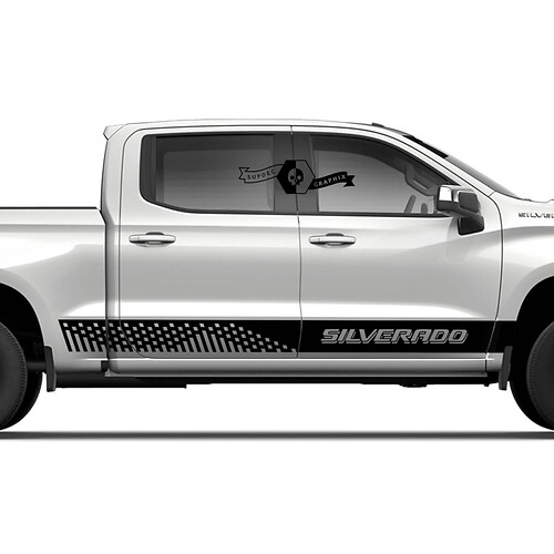 Coppia Chevrolet Silverado Side Rocher Pannello Porta Pixel Porte Adesivo per decalcomanie in vinile