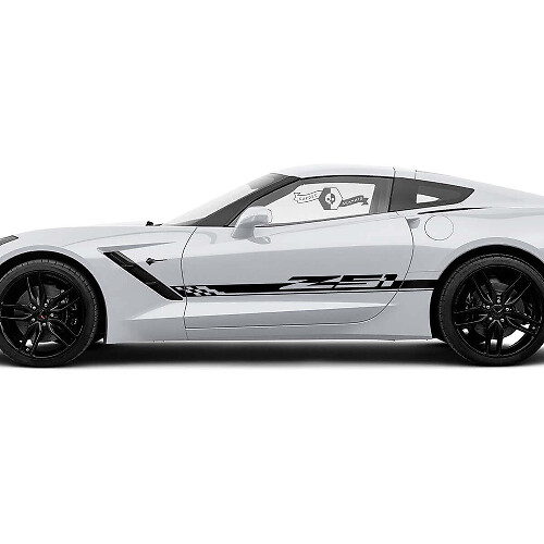 Adesivi in Vinile a Striscia Laterale con Bandiera a Scacchi Chevrolet Corvette Z51