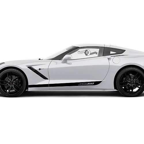 2x Adesivo in vinile con striscia solida del logo Z51 per portiere laterali Chevrolet Corvette
