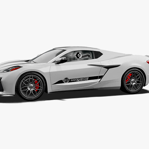 2 adesivi in ​​vinile con linee a strisce per porte laterali Chevrolet Corvette Z06
