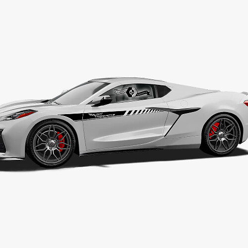 2x Adesivo in vinile per decalcomania per trim linee logo a strisce laterali per Chevrolet Corvette Z06
