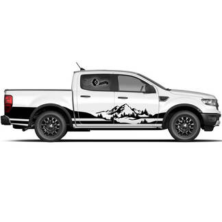 Coppia Ford F-150 Raptor 2022 Side Doors Mountain Forest Bed Wrap Graphics Set Side Stripe Decal
