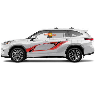 Coppia Toyota 2020 Highlander Doors Wrap 2 colori Decal Graphic Sticker Kit strisce laterali
