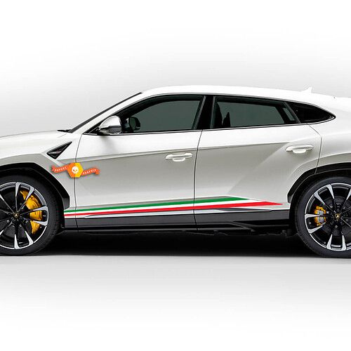 Coppia Lamborghini Urus 2021 2022 2023 Linee di pannelli per bilanciere laterale bandiera italiana Stripes Decal Sticker Graphics