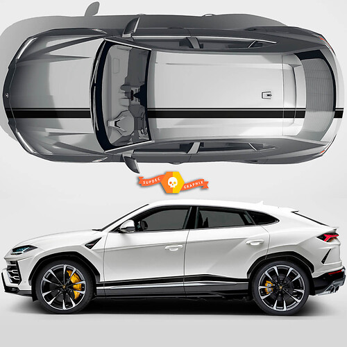 Coppia Lamborghini Urus 2021 2022 2023 Porte laterali Linee del tetto del cappuccio Stripes Decal Decal Graphics