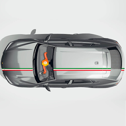 Kit di Decalcomanie in Vinile con Striscia Tricolore per Cofano e Tetto per Lamborghini Urus 2021-2023