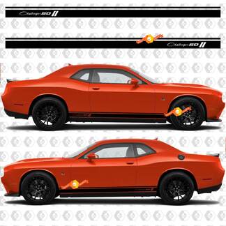 2X Dodge Challenger 50th Anniversary Rocker Panel decalcomanie Grafica in vinile a strisce
