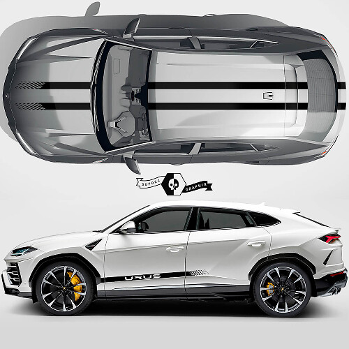 Strisce a scacchi per linee di porte laterali cofano tetto Adesivo in vinile 2 per Lamborghini Urus 2021 - 2023