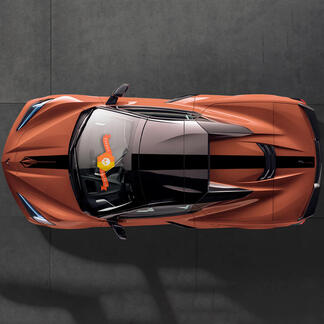 2020 2022 2023 Chevrolet Corvette C8 Stingray Hood Tetto Strisce posteriori Corvette Logo Decal Stripes
