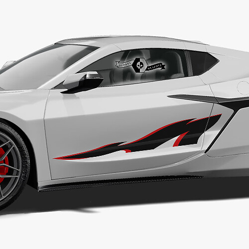 2x Strisce laterali delle porte Chevrolet Corvette Z06 Stingray adesivo in vinile a 2 colori
