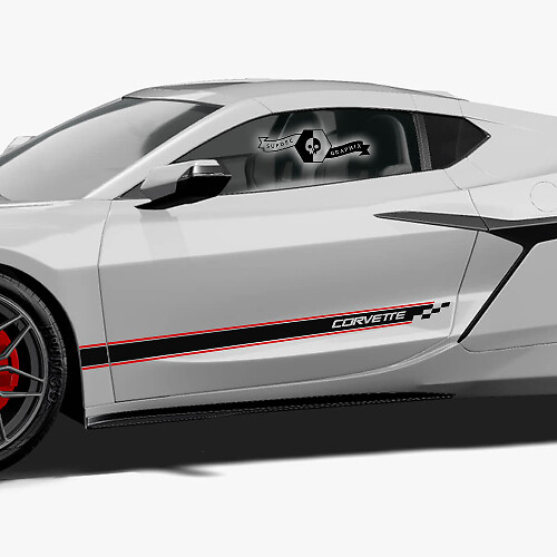 Kit di adesivi in vinile a strisce laterali a scacchi per Chevrolet Corvette