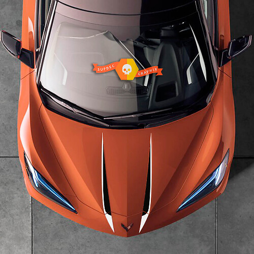 Kit Adesivi in Vinile Doppie Strisce Cofano per Chevrolet Corvette C8 Stingray 2020-2023