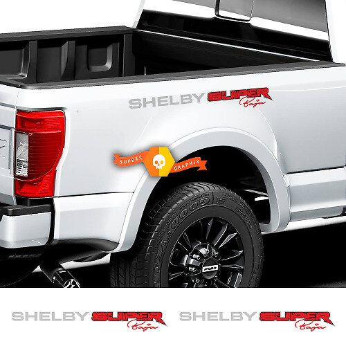 Coppia adesivi grafici per parafango posteriore del letto laterale Ford F-150 Raptor Shelby Super Baja Edition

