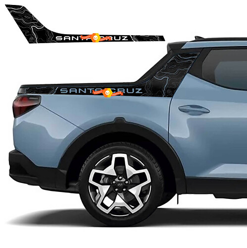 2x Hyundai Santa Cruz Mountains Topographic Map Top Bedside Side Vinyl Stickers Decal
