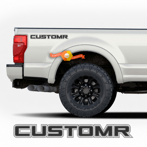 CUSTOMR Double Outline Lettering Pair Fianco del cassone Adesivo in vinile per Ford F-150