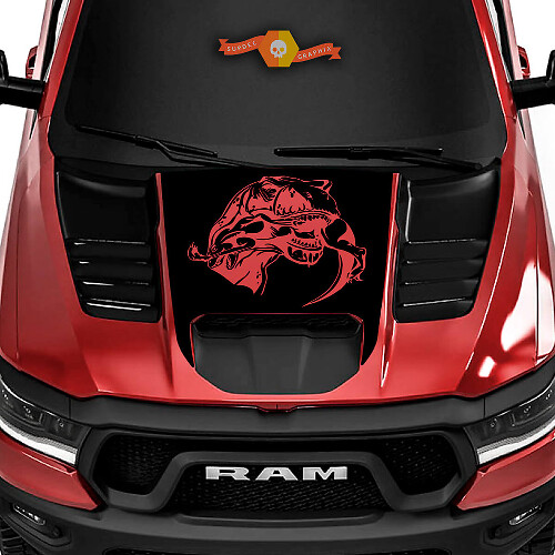 Adesivo Vinilico Cofano Raptor che Mangia T-Rex per Ram 1500 TRX