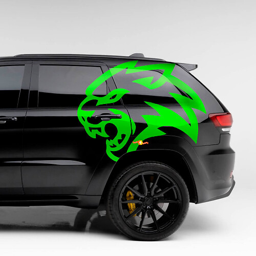 Coppia di adesivi in vinile laterali grigi per Jeep Grand Cherokee TrackHawk SRT Hellcat.
