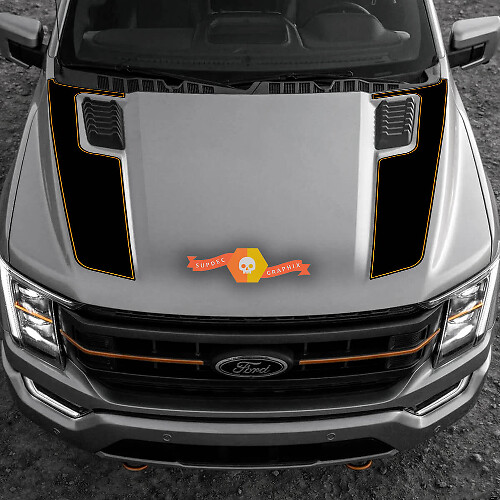 Kit di Adesivi in Vinile con Doppie Strisce Cofano per Musclecar F-150 Tremor 2022-2023