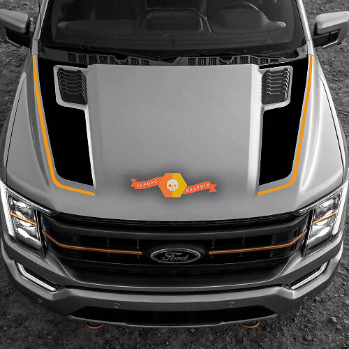 Adesivo in vinile a doppia striscia sul cofano per Musclecar F-150 2022-2023