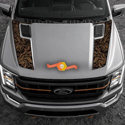Adesivo Vinilico a Strisce Stile Topografico per Cofano Musclecar F-150 2022-2023