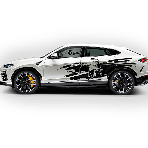 Coppia Adesivi Vinile Logo Lamborghini Urus 2021 2022 2023 per Portiere Laterali
