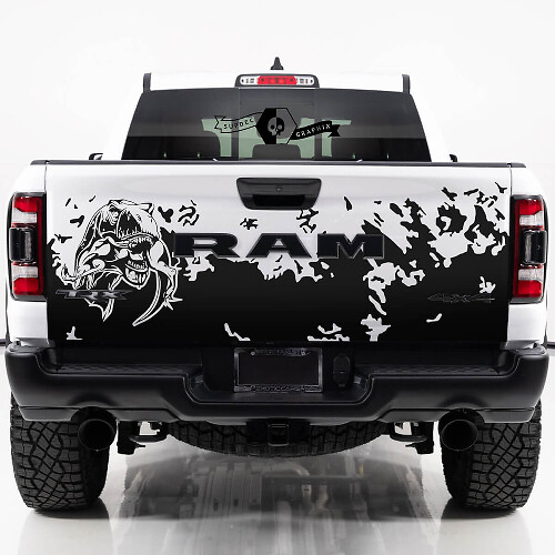 Adesivo in vinile paraurti posteriore Splash Mud con T-Rex per Dodge Ram TRX