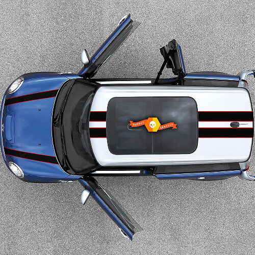 Adesivo in Vinile Doppio Racing per Cofano e Tetto per MINI Cooper 2007-2013