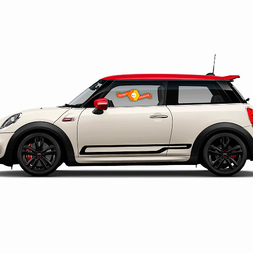Coppia adesivi laterali per portiere stile GP per Mini F56, strisce adesive per pannelli laterali, rosse, Cooper S John Cooper Works

